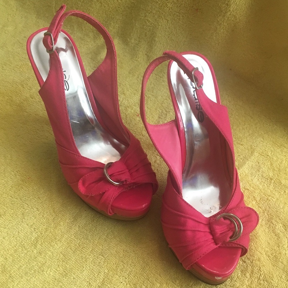 Hot Pink Peep Toe Heels